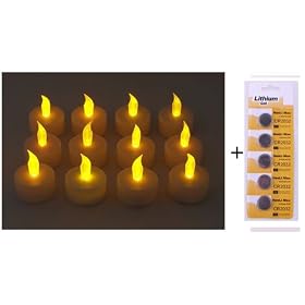 Flamless Battery Operated Tealights, Set of 12 by Solar