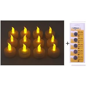 Flamless Battery Operated Tealights, Set of 12 by Solar