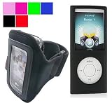 Ipod Nano Workout and Exercise Armband + Silicon Skin for Ipod Nano 8g 16g Fits 4th Generation Nano (Many Colors Available) (Black)