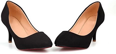 Maymeenth Womens Closed Toe Pointed Toe Kitten Heel PU Frosted Solid Pumps, Black, 7.5 B(M) US