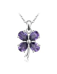 Honeystore Girls Clover Zircon Necklace Color Purple
