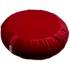 DreamTime Perfect Balance Zafu Cushion  Cranberry Brocade Dragonflies