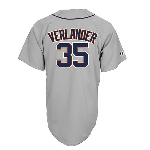 MLB Men's Detroit Tigers Justin Verlander Road Gray Short Sleeve 6 Button Synthetic Replica Baseball Jersey Spring 2012  (Road Gray, XX-Large)
