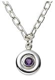 Sterling Silver and Amethyst Circle Pendant, 16" by Zina by Zina Sterling Silver, Inc