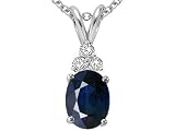 1.06 cts Genuine Oval Sapphire and Diamond Pendant - 14kt White or Yellow Gold
