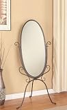 Metal Cheval Mirror Scroll Style Pewter Finish