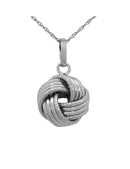 14k White Gold Textured Love Knot Pendant