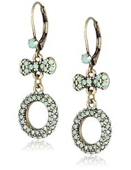 Betsey Johnson "Mint Multi" Pave Bow and Circle Drop Earrings