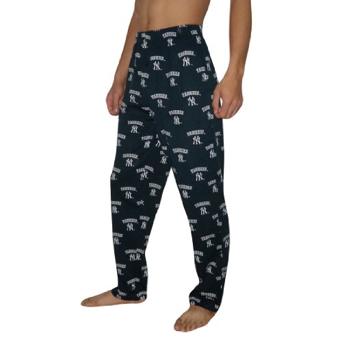 Mens MLB New York Yankees Cotton Thermal Sleepwear / Pajama Pants - Dark Blue (Size: M)