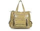 Corcovado Turnlock Tote, Khaki Patent