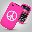 NEW BLACKBERRY 8520 / 9300 CURVE 3G SILICONE CASE - PEACE SIGN PINK SILICONE CASE - Mobile Phone Accessories By Oliviasphones