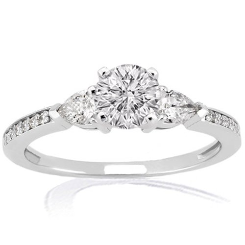 1.35 Ct Round 3 Stone Diamond Engagement Ring 