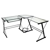 L-Shaped Computer Desk with X Design in Black Finish