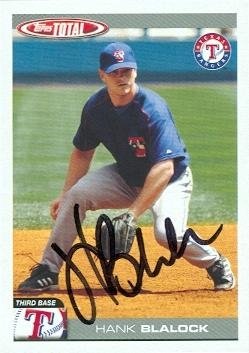 Hank Blalock Autographed/Hand Signed MLB Baseball Card (Texas Rangers) 2004 Topps Total #330