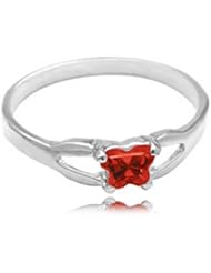 10k White Gold ChildS January Red Cubic Zirconia Birthstone Ring - Bfly