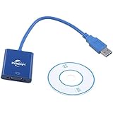 Megadream&reg; USB 3.0 / 2.0 to VGA Multi-display Adapter Converter External 1080P Video Graphic Card for Windows 7 / 8 / 10 - Blue (USB 2.0 Only 800 x 600 Resolution)