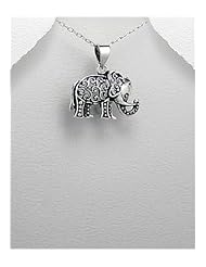 Elephant Pendant Necklace In 92.5 Sterling Silver