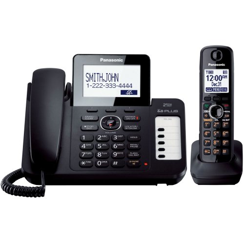 Panasonic KX-TG6671B DECT 6.0 Corded/Cordless Phone with Digital Answering System, Black, 1 Handset Shop and Save