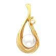 18K Yellow Gold White Pearl and Diamond Pendant