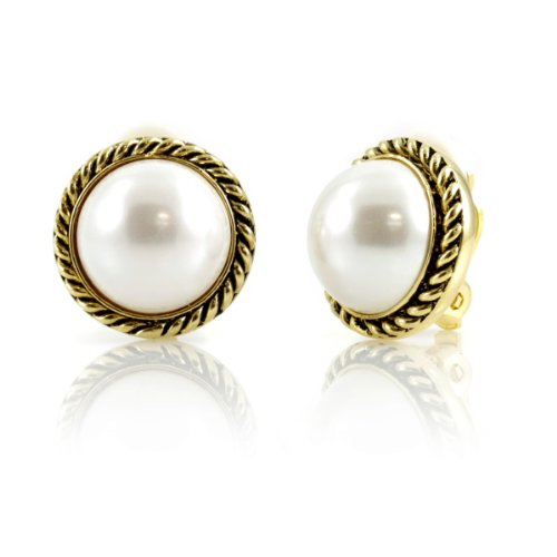 Hettie’s Faux Pearl Button Clip On Earrings