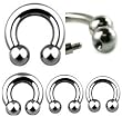 14G Externally Threaded Surgical Steel Horseshoe Ball - 1/4 - Sold as a Pair