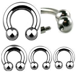 18G Internally Threaded Surgical Steel Horseshoe Ball - 1/2 - Sold as a Pair