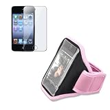 Pink Sport Mesh Armband + clear Screen Protector for Apple Ipod Touch 4th Gen 8GB 32GB 64GB