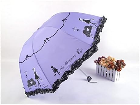 Women Princess Sunny And Rainy Three Folding Umbrella Anti-Uv Sun Creative Umbrella Umbrella - purple