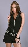 ARSUF Zipper Front Notched Collar Romper