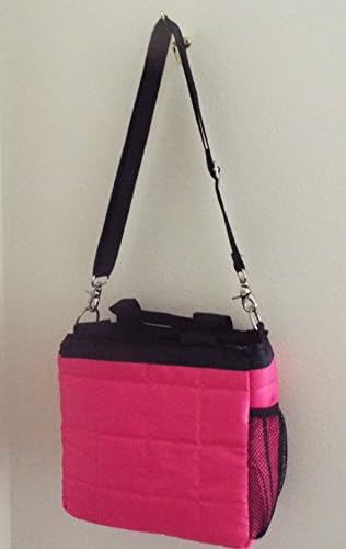 Fully Insulated Fridge Pack, Carry Tote w/ Adjustable Strap and Water Bottle Holder-pink w/ Black Trim