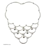 Sterling silver collarette necklace, 'Mermaid' 3.4" W 15.5" L
