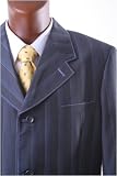 Mecca - Men's Superior 150's Single Breasted 3 Button Charcoal Multi Stripe Vested Dress Suit with Wide Leg Pants