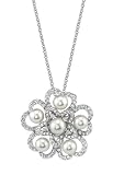 14K White Gold Freshwater Cultured Pearl and Diamond Pendant with Chain - 0.64 Ct.