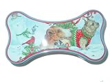 Christmas Holiday Dog Bone Shaped Tin