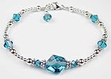 December Blue Zircon - December Birthstone Sterling Silver Swarovski Crystal Handmade Beaded Bracelets
