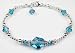 Blue Zircon - December Birthstone Sterling Silver Swarovski Crystal Handmade Beaded Bracelets