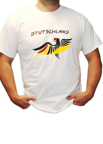 Fanshirt Deutschland – Fußball EM 2016, T-Shirt Herren (XL, weiß)