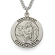 Sterling Silver 7/8" Round St. Luke, Patron of Doctors and Surgeons Medal on 24" Chain