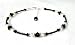 Black Tuxedo: Striking Sexy Jet Black Ankle Bracelets: Sterling Silver Handmade Adjustable Beaded Anklets
