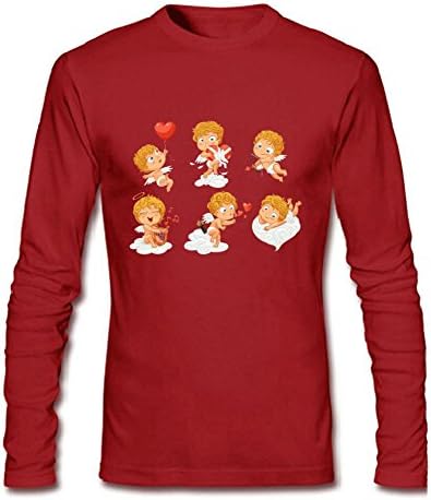 LCTS Men's Cartoon Deity AMor Love Day Long Sleeve T-shirt Red XXL