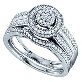 1/3 Carat Diamond Sterling Silver Bridal Set Ring