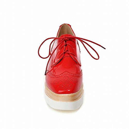 Lucksender Womens Fashion Platform Wedge Heel Lace-up Carved Oxfords Shoes