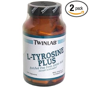 Twinlab L-Tyrosine Plus, with Vitamin C and Vitamin B6, 100 Capsules (Pack of 2)