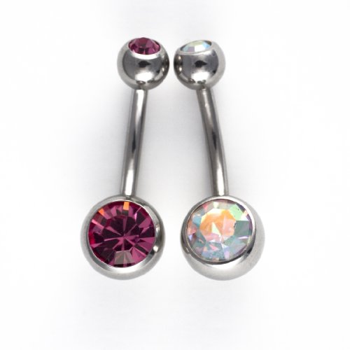 3 Pack-14G Surgical Steel Belly Rings: 2 Double 
