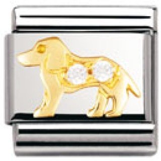 Nomination Comp. Classic TIERE - LAND 1 Edelstahl, 18K-Gold und Cubic Zirc. (Hund WEISS) 0 Preisvergleich