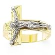 14K Two-Tone Gold Crucifix Man's Ring