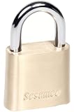 Sesamee K436 4 Dial Bottom Resettable Combination Brass Padlock with 1-Inch Hardened Steel Shackle and 10,000 Potential Combinations