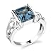 Sterling Silver 3.50 cts Radiant Cut London Blue Topaz Ring Size 7