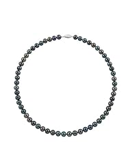 7-7.5mm 16" Black Freshwater Pearl Necklace "A" with .925 Sterling Silver in Gift Box