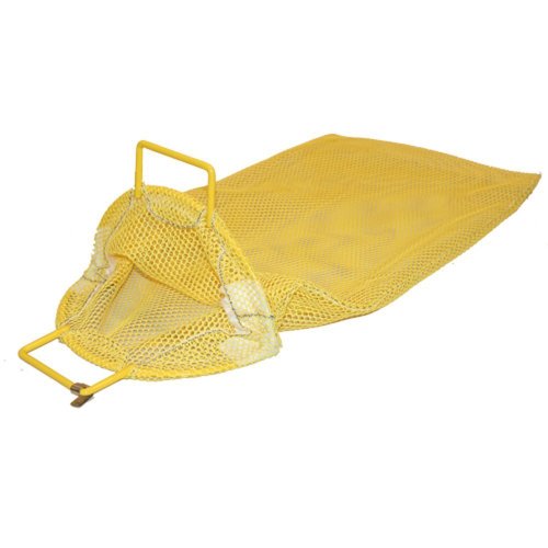 Medium Coated Galvanized Wire Handle Mesh Catch Bag, Yellow 17" x 28"